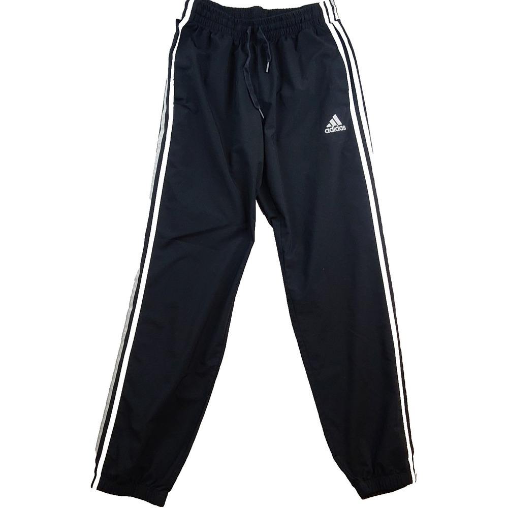 adidas Mens Black White 3 Stripe Track Pants Joggers GK8982 Size M
